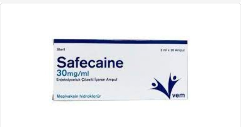 SAFECAİNE 30 mg/ml enjeksiyonluk çözelti içeren ampul